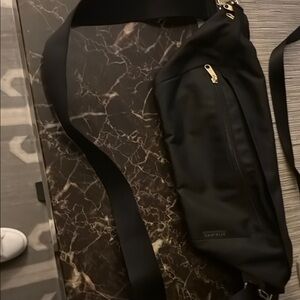 Black Belt Bag with Modern Crackled Design